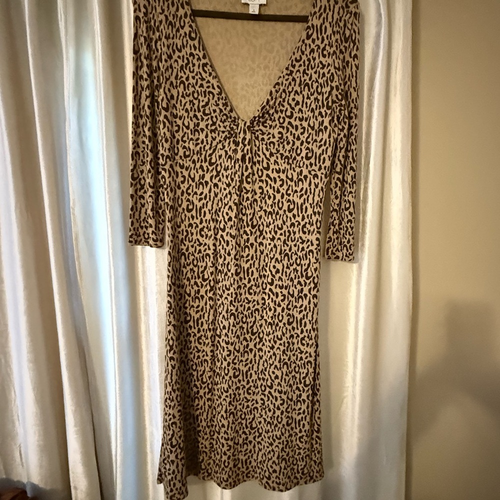 LOFT Animal Print Long Sleeve Dress